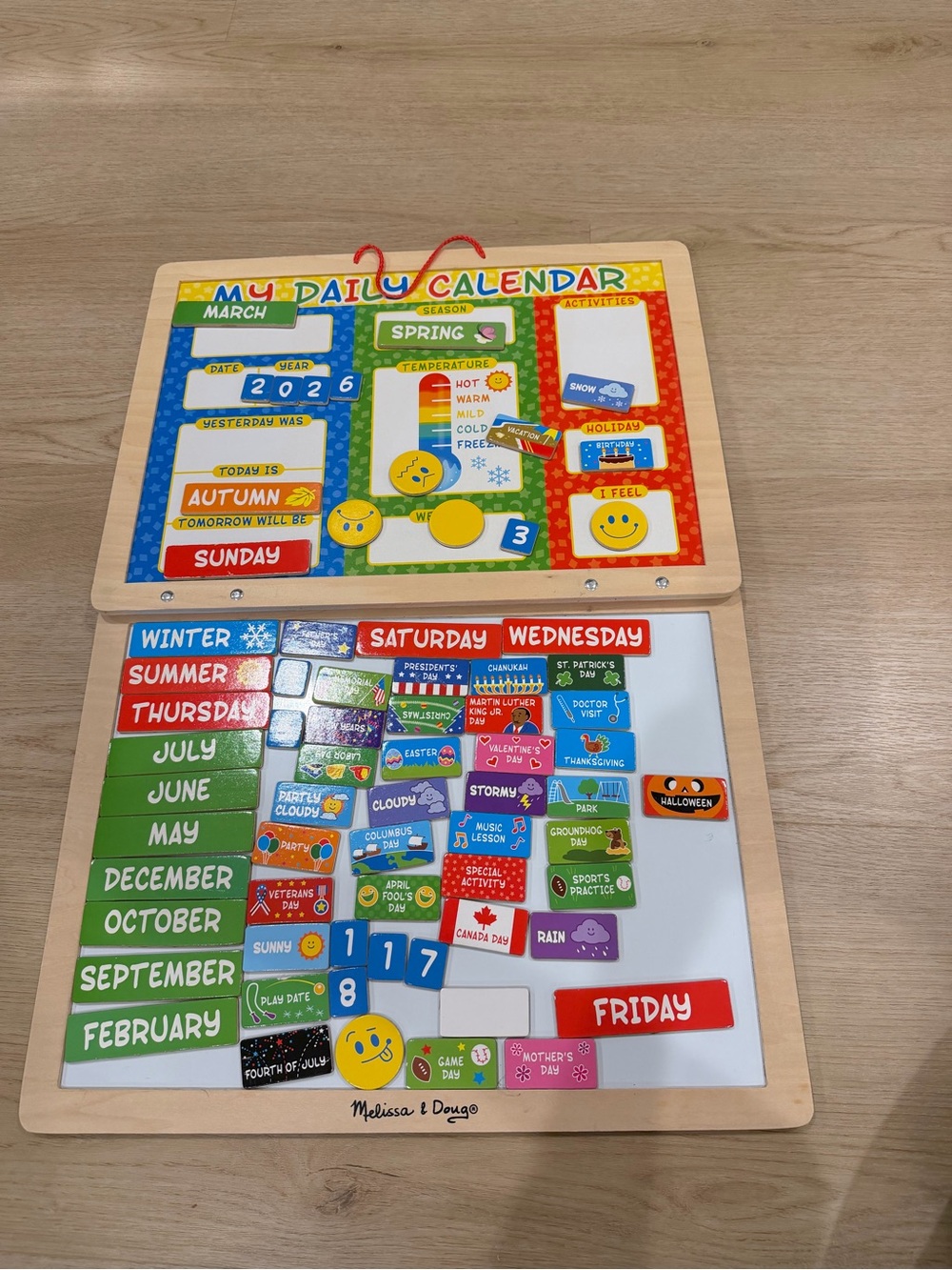 Melissa & Doug Magnetic Daily Calendar - Red, Blue, Green, Yellow
